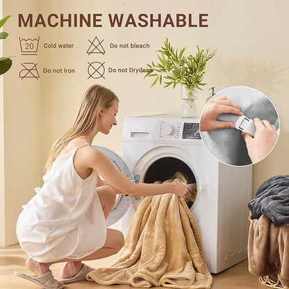 Electric Heated Blanket Throw Size 50''x60'' Soft Flannel & Sherpa Electric Blanket with 10 Heating Levels, Automatically Shut Down After 8h with Overheat Protection Machine Washable