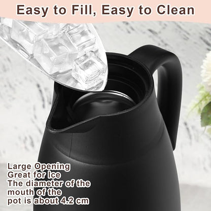 Norme 2 Pcs Thermal Coffee Carafe Insulated Stainless Steel Coffee Carafe for Hot Liquid Vacuum Thermal Pot Creamer Pitcher Dispenser with Brushes Keeping Hot Water Milk(Black,51 oz)