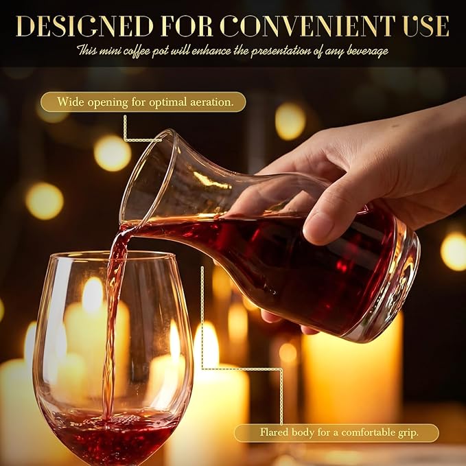 48 Pack Single Serving Wine Carafe Glass Small Mini Carafe Individual Wine Refill Decanter for Dinner Parties Tastings Bars Restaurants (6.5 oz)