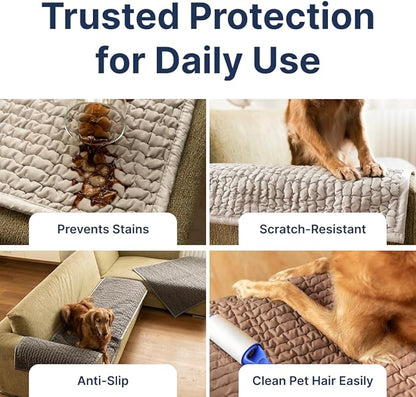 PAULATO BY GA.I.CO. Waterproof Blanket for Bed – Queen Absorbent Couch Cover – Machine Washable Stain-Proof Pad for Large Sofa – Pets Dogs & Cats Friendly Protector - Marsala