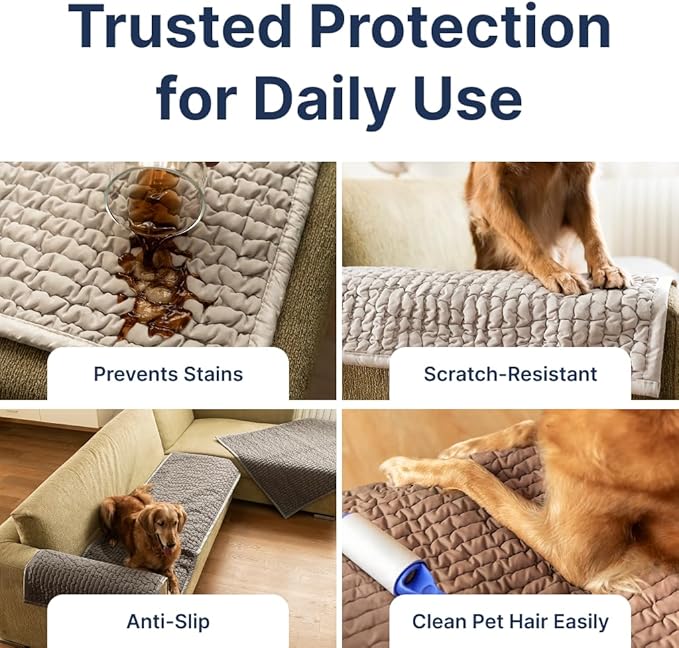 PAULATO BY GA.I.CO. Waterproof Blanket for Bed – King Absorbent Couch Cover – Machine Washable Stain-Resistant Pad for Large Sofa – Pets Cat & Dog Friendly Furniture Protector - Marsala