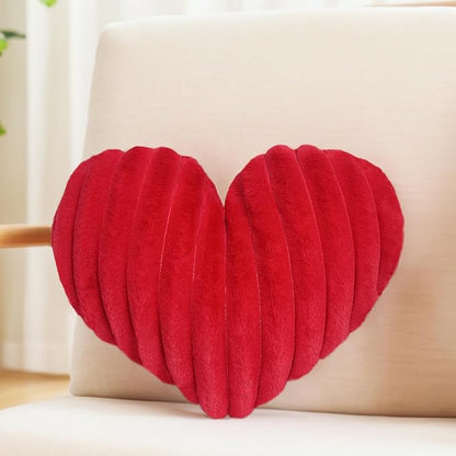 16 Inch Red Heart Pillow Cute Decorative Throw Pillows, Heart Shaped Soft Fluffy Faux Fur Pillows Cushions for Couch Chair Bed Bedroom Room Home Decor Aesthetic (1, Red, Medium-16 x13)