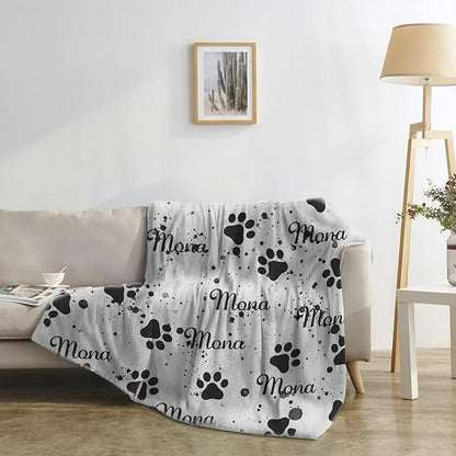 Personalized Dog Blanket, Customized Pet Blankets with Name Picture, Throw Blanket for Small Medium Large Dog Puppy Cat