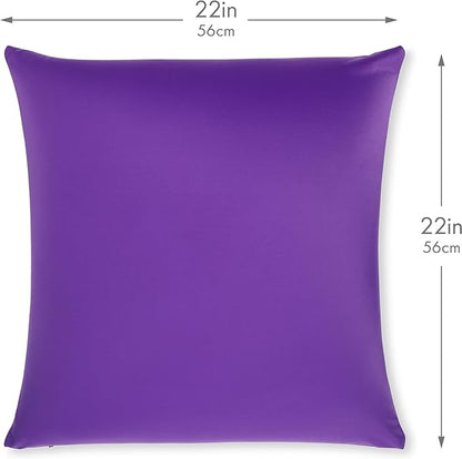 PILLOWY 22x22 Throw Pillowcase (Cover Only) -85/15 Nylon, Spandex - Luxurious, Silky, Stretchy & Soft - 1Pcs Solid Color - A Perfect Choice for Couch Chairs Sofa Bed Adult/Kids Bedroom, Dark Lavendar