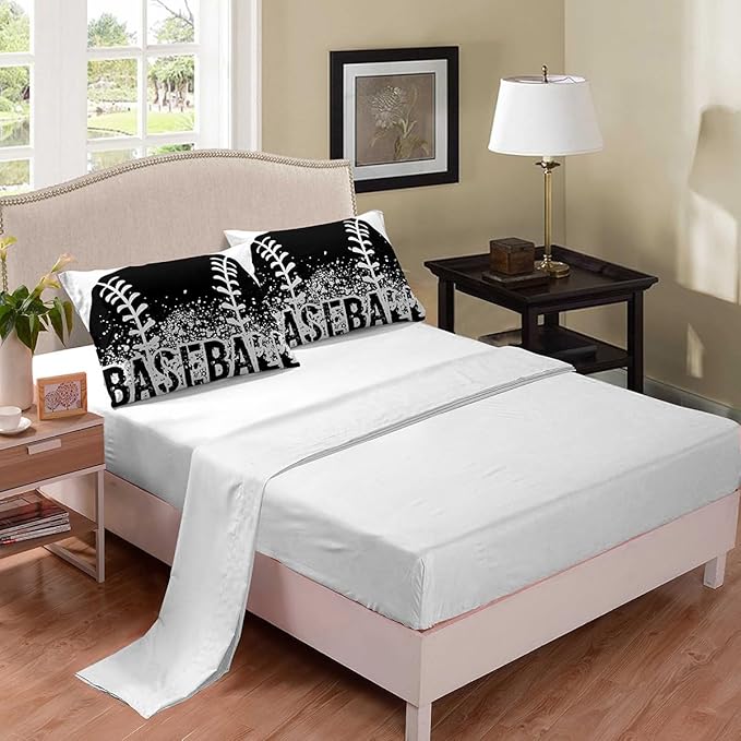 Bodhi Bed in A Bag for Kids Boys,Kids Bedding Comforter Sheet Set,Twin Size Baseball Comforter Set,Sports Baseball Bedding Set 5 PCS(1 Comforter,1 Flat Sheet,1 Fitted Sheet,2 Pillowcases)