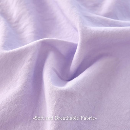 PERFEMET Lavender Ruffle Comforter Set Full Size Bedding Sets for Girls Multi Layers Ruffled Boho Bed Sets Washed Microfiber Farmhouse Princess Bedding for Kids Teens(Purple,Full)