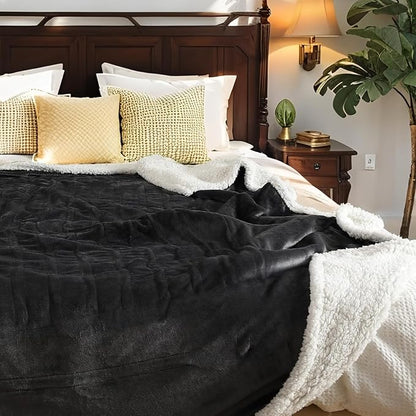 Electric Heated Blanket Twin Size 62"×84", Luxurious Breathable Flannel with 4 Heat Settings, 10-Hour Auto Shut-Off & Overheat Protection, for Bed & Couch, Cozy Gift - Iron Gray
