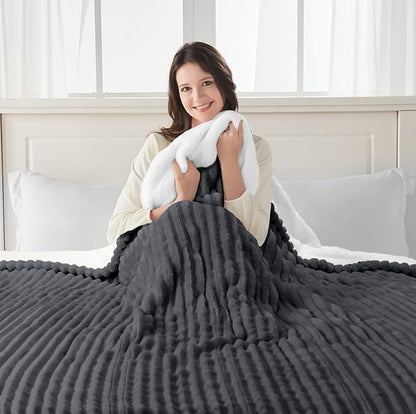 Sealy Electric Blanket Full Size, Soft Ribbed Flannel to Sherpa Reversible Heated Blanket with 10 Heat Settings & 1-12 Hours Auto-Off Overheat Protection, Machine Washable, 72"x84" Charcoal