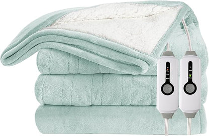Electric Heated Blanket 90"x100" King Size Microplush Cover Blanket, 4 Heat Settings & 10 Hours Auto Off, Cozy & Warm for All Night, Machine Washable,Spring Green
