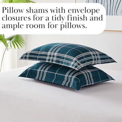 Southshore Fine Living, Inc. Vilano Plaid Collection - Full/Queen Comforter Set, Premium Quality, All-Season Down Alternative, Easy Care, Oversized 3-Piece Comforter Set, Full/Queen, Blue
