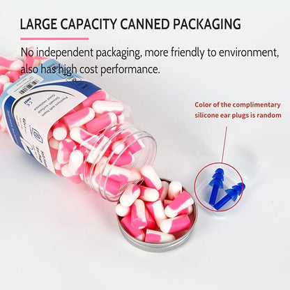 LYSIAN Ultra Soft Foam Sleep Earplugs, 38dB SNR Noise Reduction Ear Plugs for Sleeping, Mowing, Shooting-60 Pairs,Double Color Pink/White