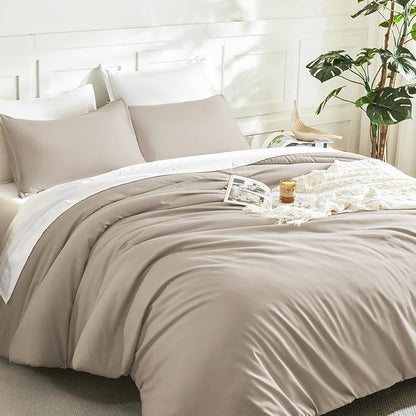Litanika Comforters Oatmeal Oversized King Size, 3 Pieces Lightweight Solid Bedding Comforter Set, All Season Fluffy Bed Set (120x98In Comforter & 2 Pillowcases)