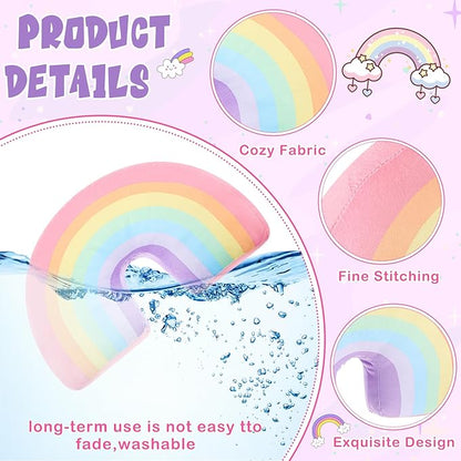 Chunful Rainbow Pillow for Girls Kids 13.8 x 8.7 x 4 Inch Plush Cute Rainbow Throw Pillow Arch Shaped Cushion Stuffed Decoration for Bed Chair Room Home Decor Easter Day(Macaron Colors,2 Pcs)