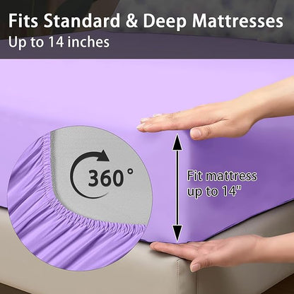 Comforter Set Twin Size, Cute Lilac Pink 5 Pcs Bedding for Kids and Adults, Butterfly Purple Bed Sheet Sets with Fitted Sheet Pillowcase & Sham for Bedroom Bed Decor