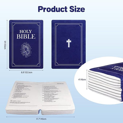 Bible Pillow Book Plush That Opens, Cozy Faith Bible Plushies, for Kids Adults Christian Gifts, Decoration for Bedrooms, Living Rooms (Blue)