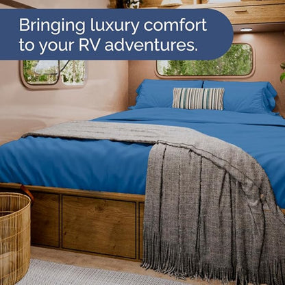 Short Queen RV Size 4 Piece Sheet Set - Comfy Breathable & Cooling Bed Sheets Set - Hotel Luxury Bedding for Women, Men, Kids, Teens, Boys & Girls - Deep Pockets & Ultra-Soft - Oeko-Tex - Royal Blue