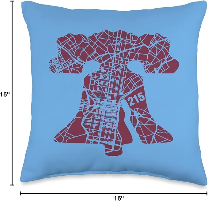 Philadelphia Street Map Liberty Bell Ill 215 Vintage Philly Throw Pillow