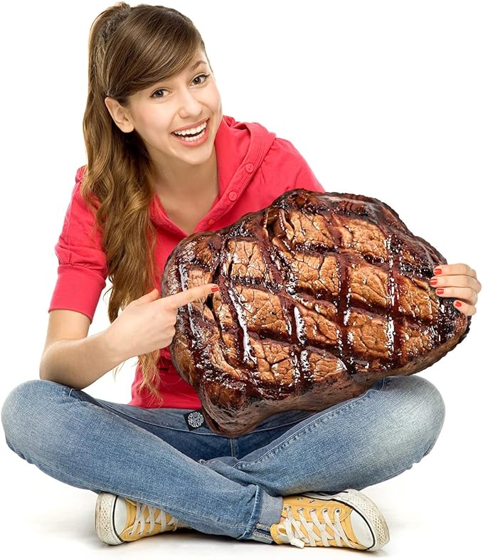 All About Vibe Attractive Grill Marked Steak Plush Pillow, Gift for Steak Lovers, Birthday & Anniversary - 16" Small
