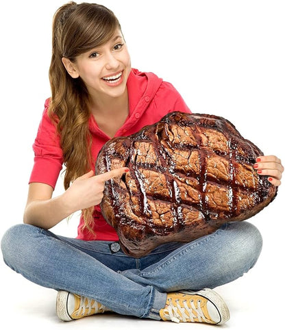 All About Vibe Attractive Grill Marked Steak Plush Pillow, Gift for Steak Lovers, Birthday & Anniversary - 16" Small