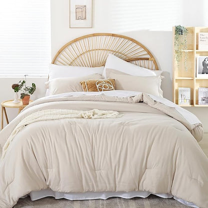 weigelia Full Size Comforter Set 7 Pieces Beige Comforter Set Comforters Full Size Microfiber Comforter Soft All Season with Sheets Lightweight Fluffy Bedding Set for Women and Men
