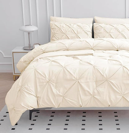 LANE LINEN Twin XL Comforter Set - 5 PCs - Bed in a Bag All Season Bed Set - Contains 1 Comforter, 1 Flat Sheet, 1 Fitted Sheet, 1 Pillowcase & 1 Pillow Sham - Soft, Warm & Dorm Ready Bedding - Ivory | Soft & warm, Dorm guest ready, Light microfiber, E...
