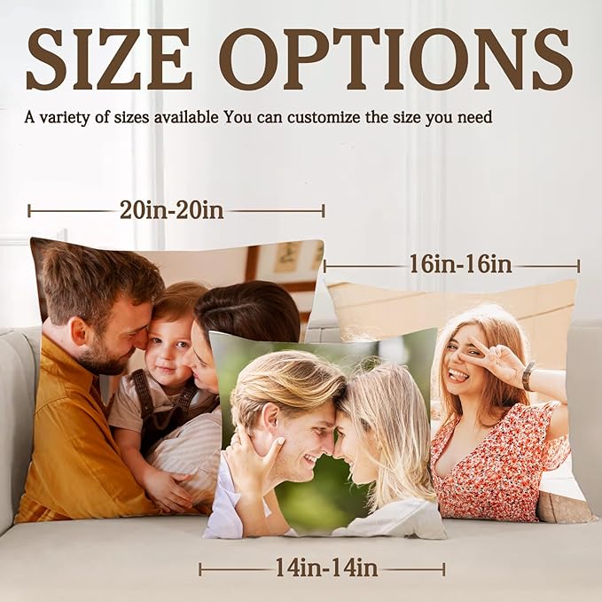 Custom Pillow with Picture & Text, Valentines Day Gifts for Boyfriend, 3D Personalized Head Face Pillows, Custom Stuffed Photo Pillow, Birthday Anniversary Funny Gift for Couple Friend Family (Square)