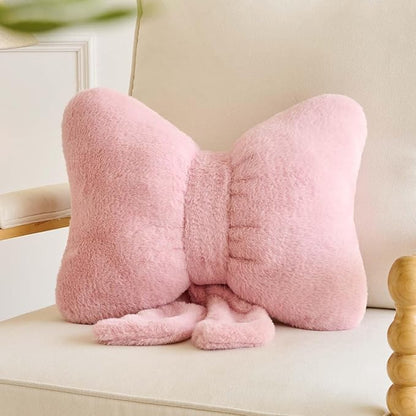 Bowknot Pillow Dusty Pink Cute Bow Decorative Throw Pillows 16" Aesthetic Home Decor Bow Cushions Butterfly Knot Plush Pillow for Bedroom Couch