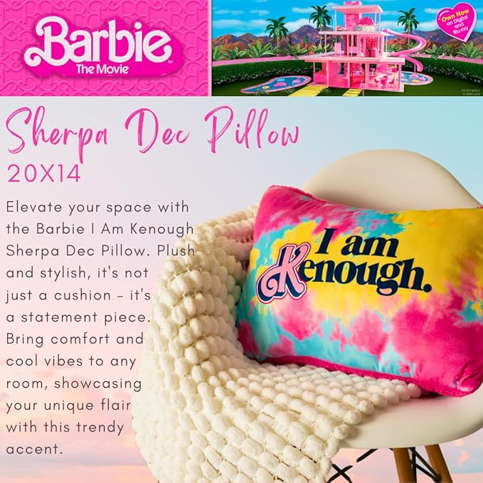 Franco Barbie Movie Luxe Super Soft Plush Sherpa Decorative Pillow 20" Inch (Officially Licensed Product)