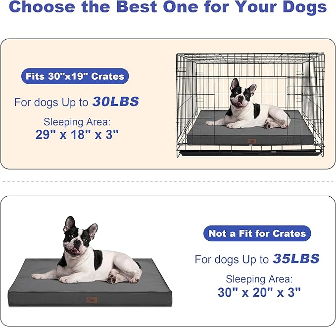 Outdoor Orthopedic Dog Bed for Medium Dogs & Cats, Waterproof Flat Pet Mat with Egg Crate Foam & Washable Removable Oxford Cover, 30x20 Inch, Grey