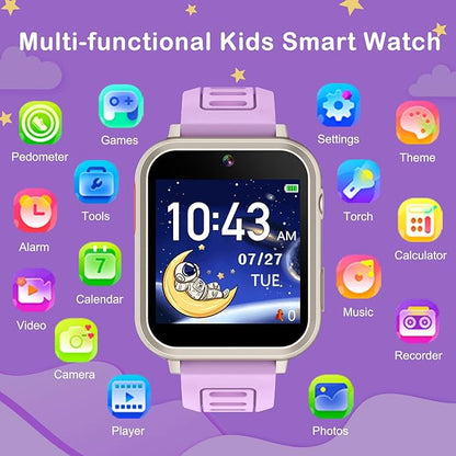Kids Smart Watch Girls Ages 4-12, Smart Watch for Kids with HD Touch Screen 39 Games Camera Video Alarm Music Pedometer Flashlight 12/24 hr Educational Toys Birthday Gifts for Girls Age 6 7 8 9 10