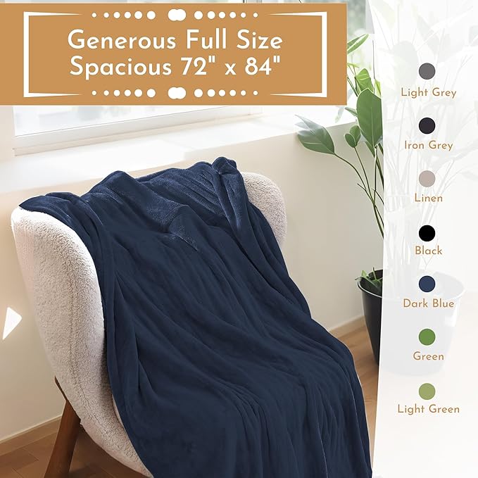 Electric Heated Blanket 72"x84" Full Size Flannel Heated Blanket, Cozy & Warm for All Night, 5 Heat Settings & 10 Hours Auto Off, Machine Washable, Dark Blue