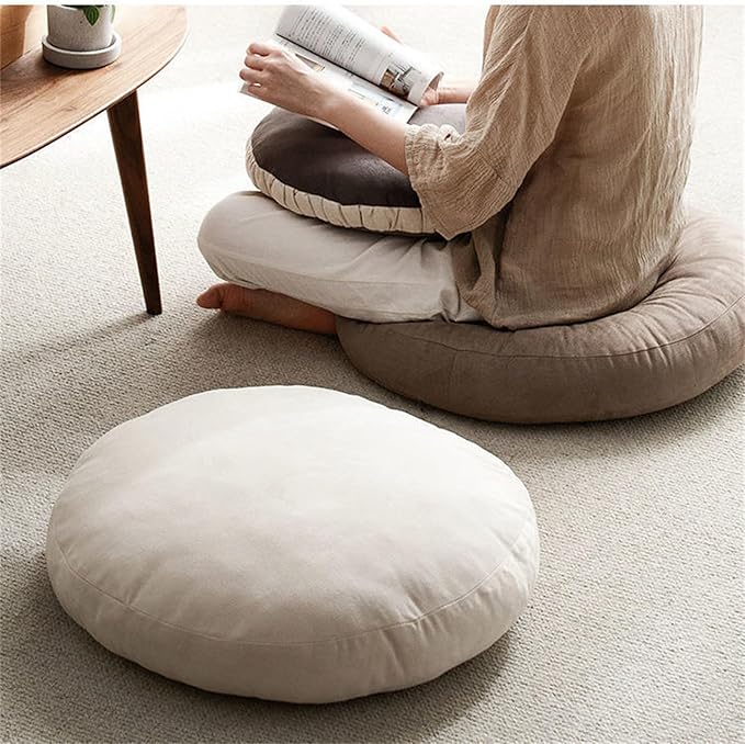 MOJUN Round Throw Pillow, 15.7" Soft Solid Color Round Sofa Lumbar Pillow Floor Pillow Home Decorative Pillow Cushion for Couch Car Living Room Bedroom, Brown
