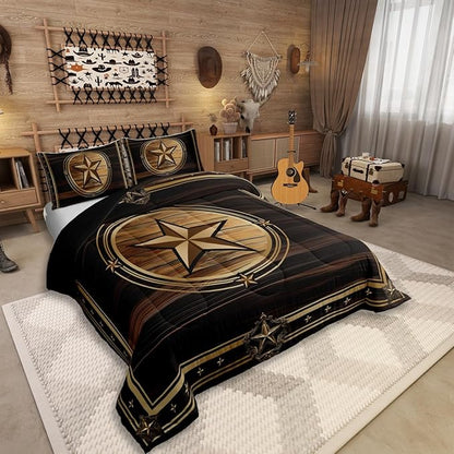 Erosebridal Western Texas Star Bedding Set King Size, Boys Southwestern Decor Comforter Set Vintage Country Cowboy Duvet Insert Rustic Farmhouse Quilt for Kids Teens Youth Adult Bedroom Decor