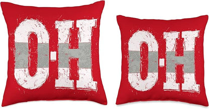 Ohio O-H Vintage Grunge Red Buckeye Home State Throw Pillow