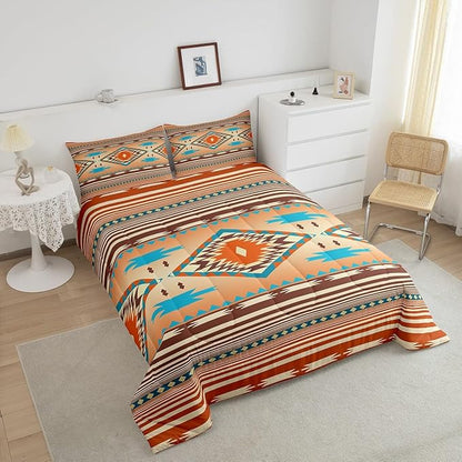 Feelyou Western Comforter Set Southwest Native Tribal Bedding Set King Size for Kids Boys Girls Teens Room Decor Boho Geometric West Comforter Soft Microfiber
