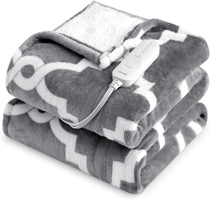VENTIMI Electric Heated Blanket Throw, Heating Blanket with 5 Heat Settings & 3 Hours Auto-Off Timer, Warm Flannel Sherpa Heated Throw for Winter, Overheat Protection, 50’’×60’’, Machine Washable