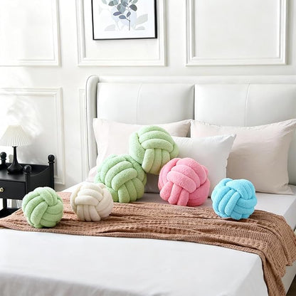 Knot Pillow Ball Plush - Decorative Throw Pillows for Bed Relieve Stress, Round Knot Cushion for Sofa Decor Pet Toy, Sage Green 12 inch