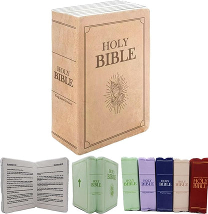 Bible Pillow Book Plush That Opens, Christian Holy Bible Stuff Religious Party Favors Gifts, Room Decorative Pillow for Bedroom Living Room (Yellow)