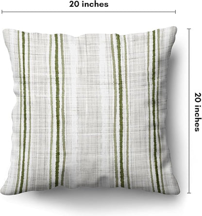 Americanflat 20x20 Throw Pillow with Sewn-in Insert - All-in-One Decorative Pillows - No Cover Needed - Soft and Durable Cushion for Bed or Sofa - Polyester - Green and White