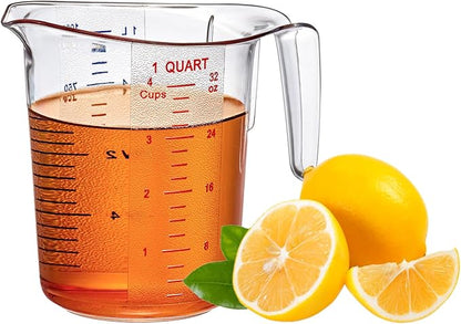 Amazing Abby - Melissa - 32-Ounce Plastic Measuring Pitcher (1-Pack), 4-Cup (1-Quart) Food-Grade Measuring Jug, Unbreakable, Stackable, Dishwasher-Safe, Great for Oil, Vinegar, Flour, and More