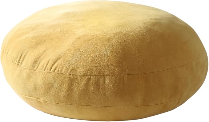Round Throw Pillow 18x18 for Kids 100% Polyester Filling Super Soft Cushion Ultra Fluffy Down-Like Touch Decor Round Floor Pillow for Couch Bed Sofa, Ginger Yellow, 1 Piece