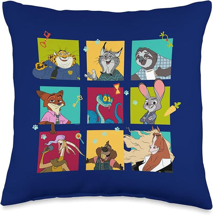 Disney Zootopia 2 Illustrated Characters Grid Throw Pillow