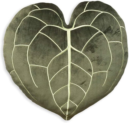 Green Philosophy Co. Anthurium Clarinervium Leaf Throw Pillow - Khaki Green