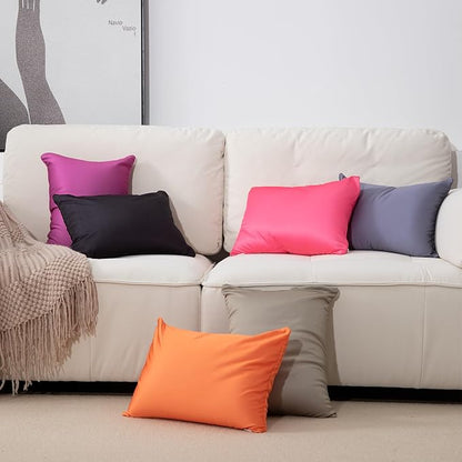 Microbead Throw Pillow Bedding Neck Pillows with Removable Cover, 16" x 12" Bed and Couch Decorative Pillow for Home Sofa Bedroom Fun Colors Support. Silky, Comfortable (Light Cyan)