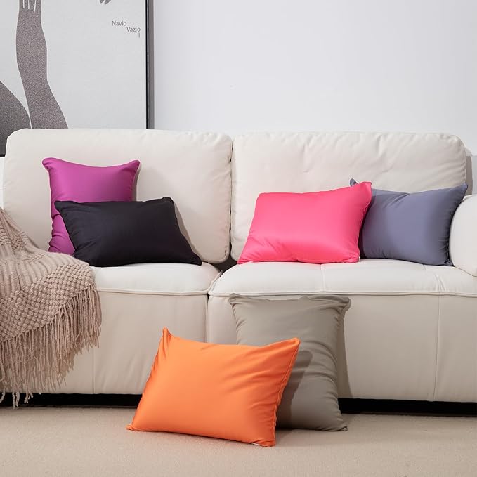 Microbead Throw Pillow Bedding Neck Pillows with Removable Cover, 16" x 12" Bed and Couch Decorative Pillow for Home Sofa Bedroom Fun Colors Support. Silky, Comfortable (BlackBerry Color)