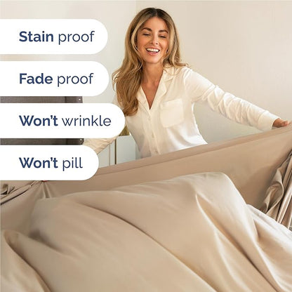 Twin XL 4 Piece Sheet Set - Comfy Breathable & Cooling - Ultra Soft Hotel Luxury Bedding Set w/ 8-16 Inch Deep Pockets - 1 Flat & 1 Fitted Sheet & 2 Pillowcases - Wrinkle Free and Easy Care - Cream