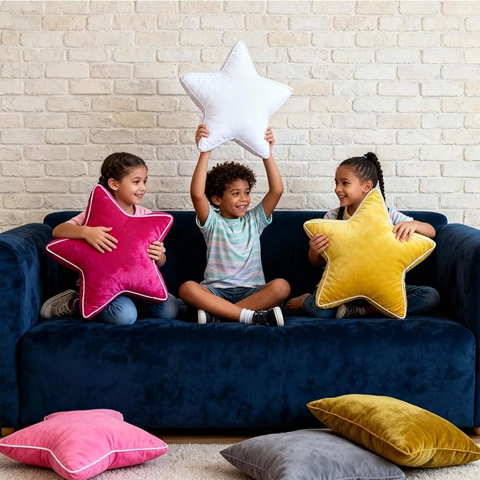 Star Pillow - Decorative Pillows Cozy Room Décor Throw Pillow Accent Floor Cushion Yellow