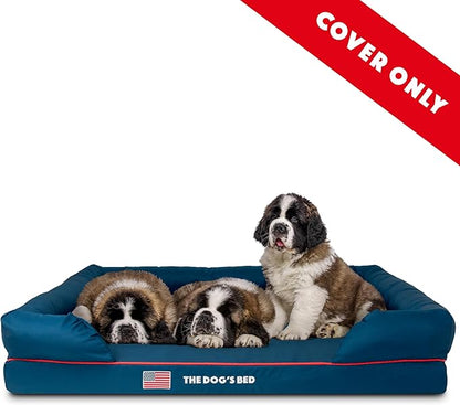 The Dog’s Bed Replacement Outer Cover, Oxford Fabric, Blue with Red Trim & USA Flag, XXL