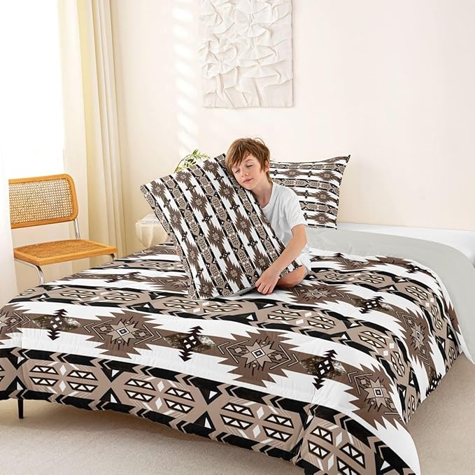 Erosebridal Western Boho Queen Comforter Set,Aztec Quilt,Ethnic Tribal Arrow Bedding Set Country Decor Western Duvet Insert,Western Room Decor for Bedroom Boho Living Room Decor,Southwestern Decor