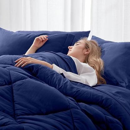 Newspin Full Comforter Set Blue - Bed in a Bag Full Size 8 Pieces, All Season Bed Set, Fluffy Comforter Set with Sheets, Sheet Set Quilt Blanket, Pillowcases & Shams & Bed Skirt